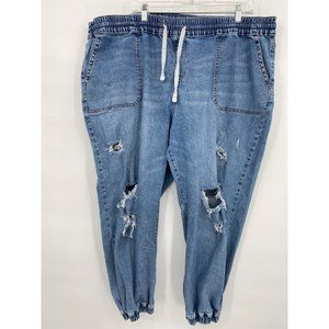 Lane Bryant Womens Drestroyed Mid-Rise Boyfriend Jean Size 22 Signature Fit